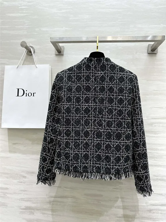 Dior quilted wool fringed coat